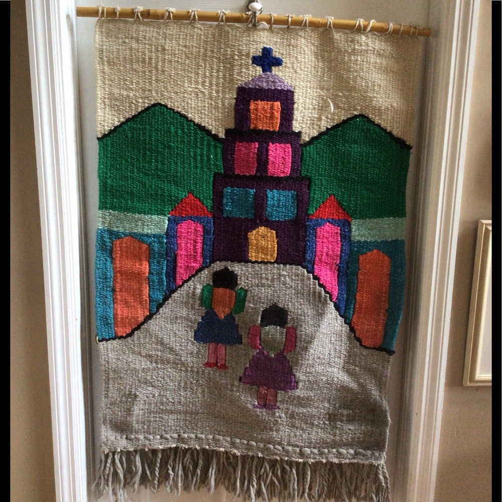VTG Hand Woven Wool Wall Tapestry 27”x47”